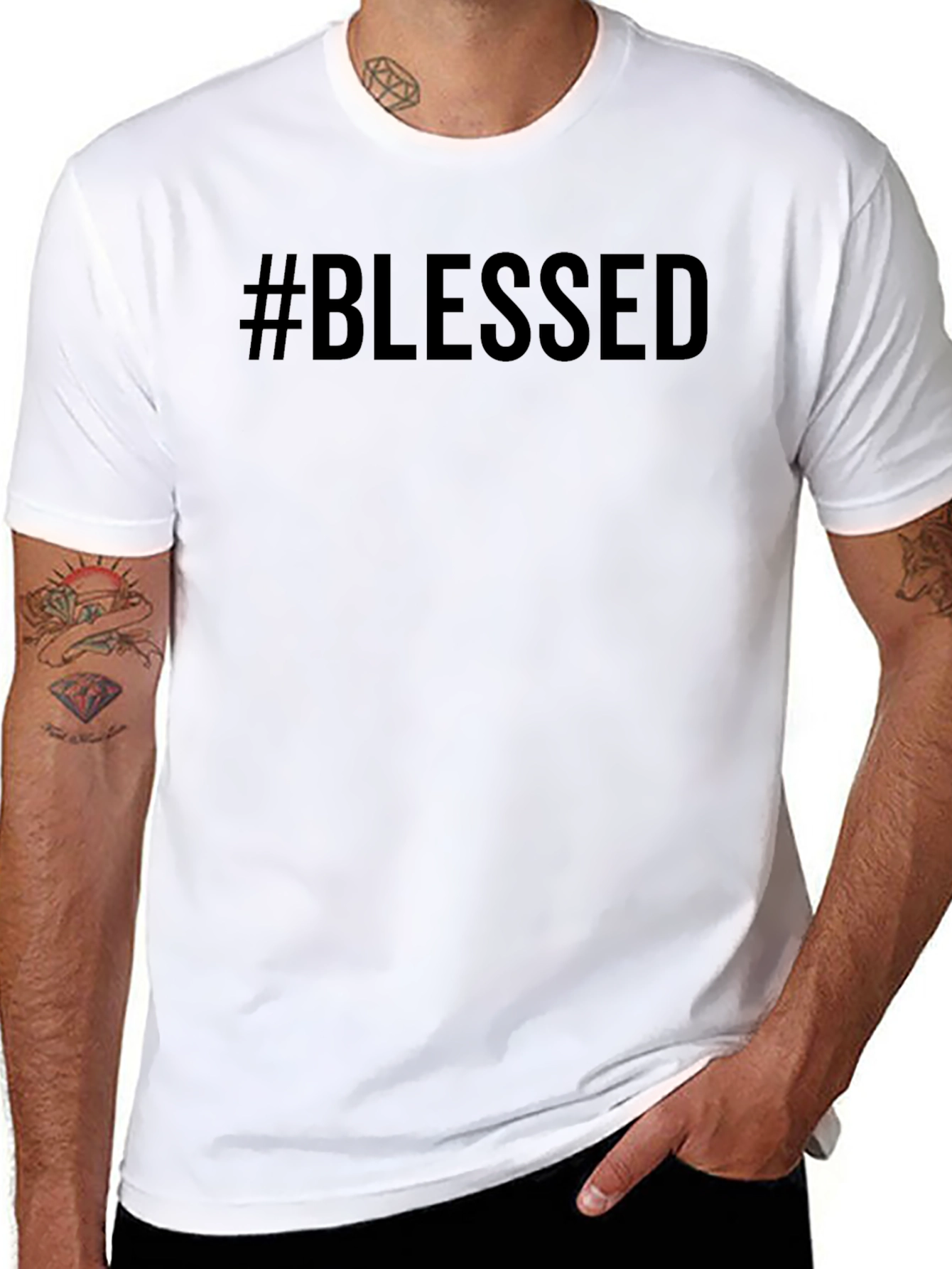 #Blessed Black Short Sleeve Crew Neck T-Shirt