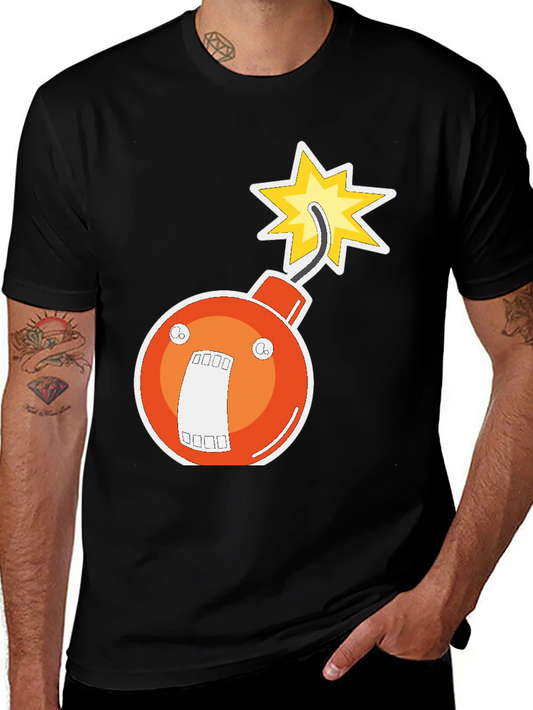 Funny Bomb Graphic Tee - Black Crew Neck
