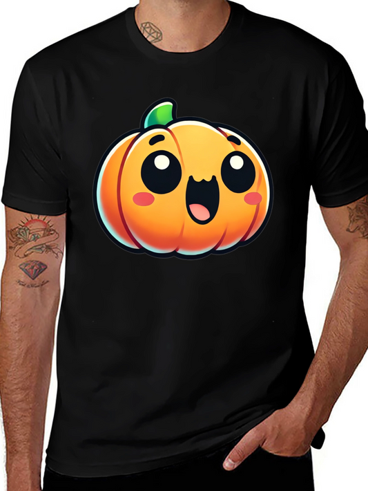 Cute Pumpkin Graphic Tee - Black Cotton Shirt