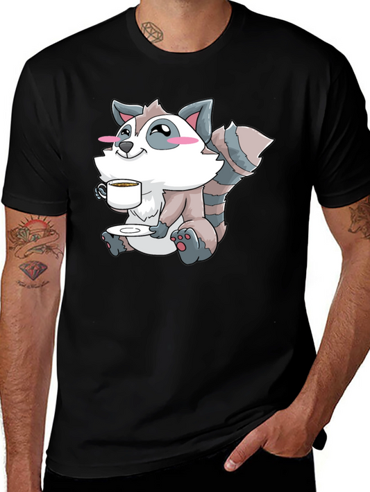 Cute Raccoon Coffee Lover Graphic Tee