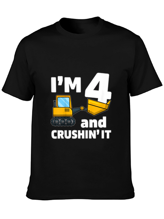 Im 4 and Crushing It Construction Birthday T-Shirt