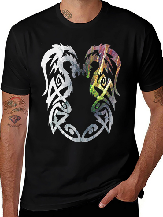 Yin Yang Dragon T-Shirt - Mens Black Graphic Tee