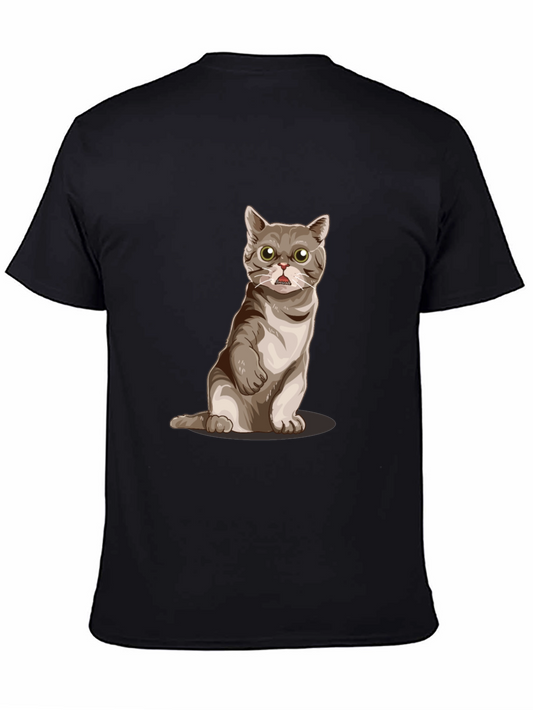 Funny Cat Graphic Tee - Black Cotton Comfort