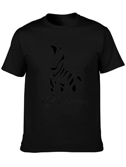 I Love Zebras Black T-Shirt