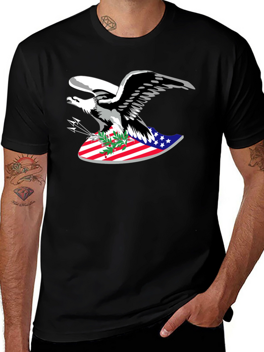 Eagle and American Flag Graphic T-Shirt