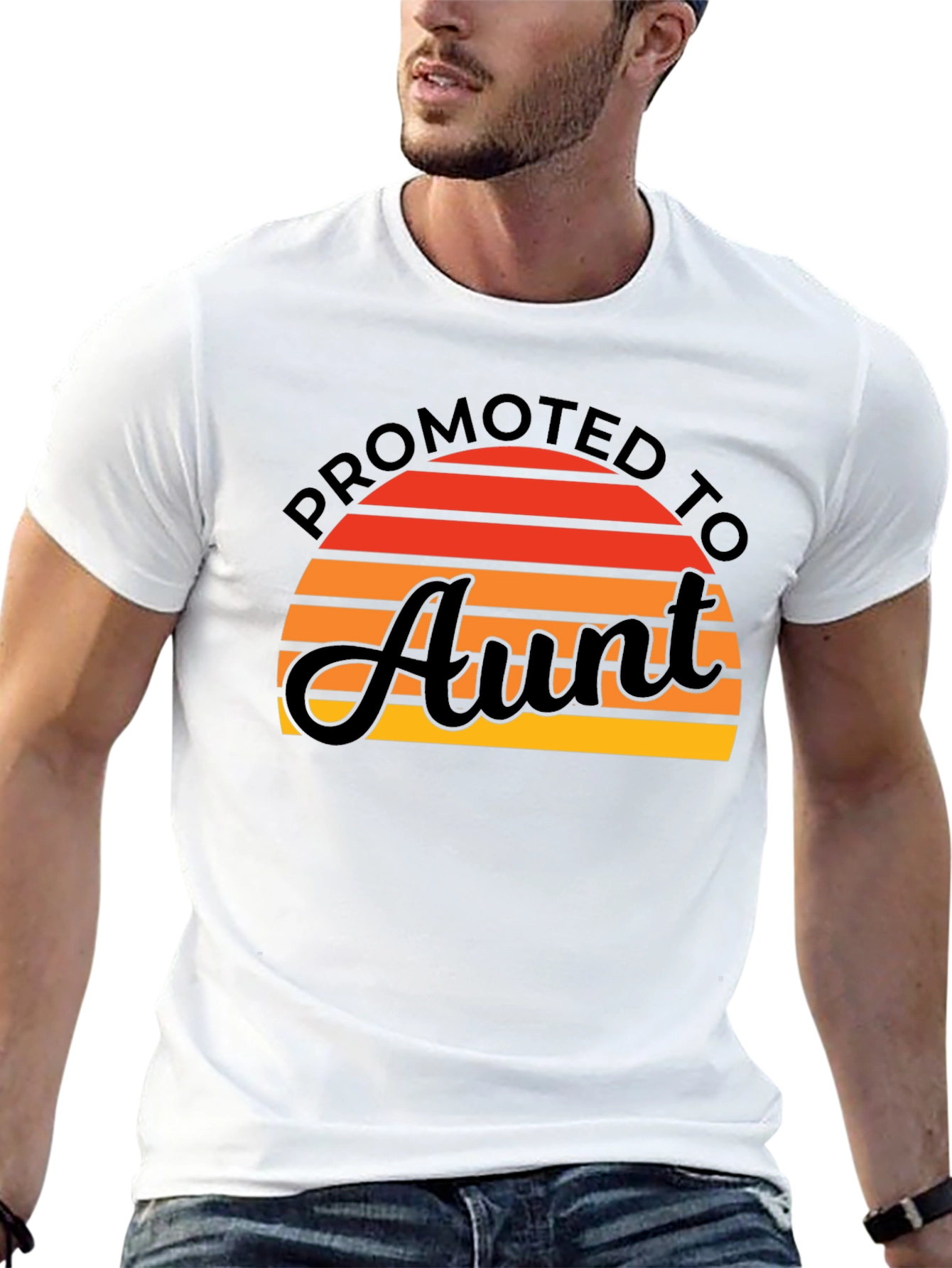 Promoted to Aunt T-Shirt Sunset Graphic Tee
