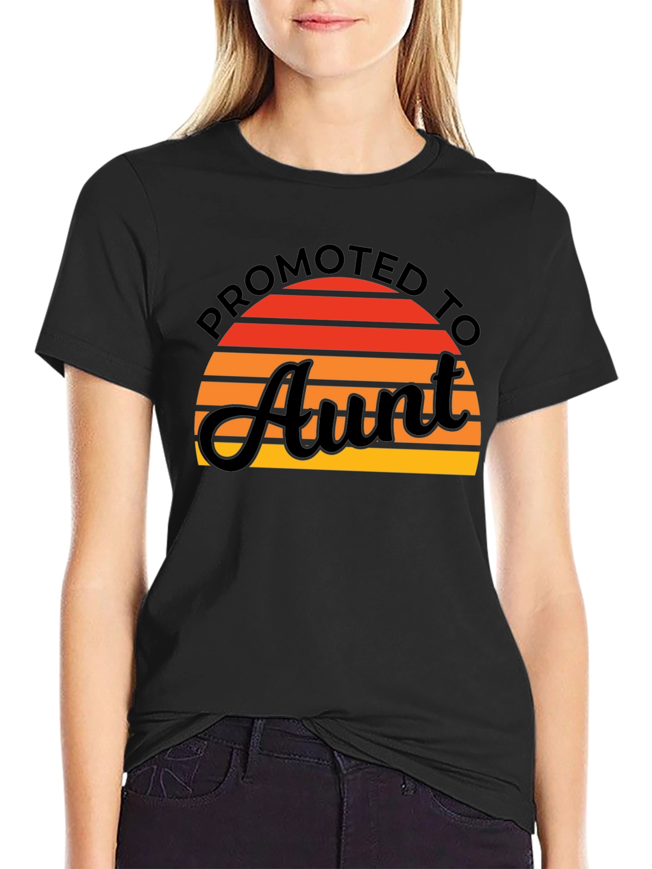 Promoted to Aunt T-Shirt Sunset Graphic Tee