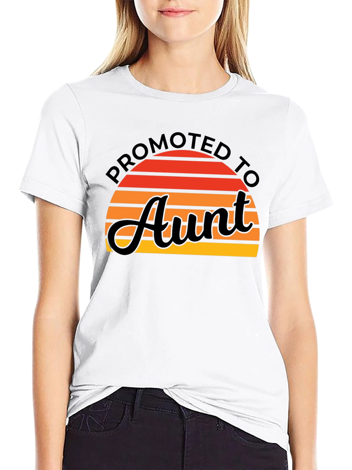 Promoted to Aunt T-Shirt Sunset Graphic Tee
