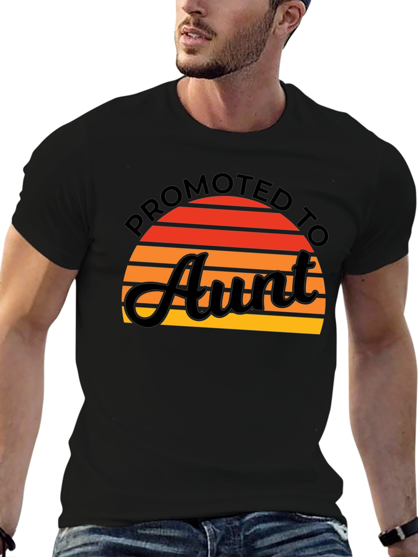 Promoted to Aunt T-Shirt Sunset Graphic Tee