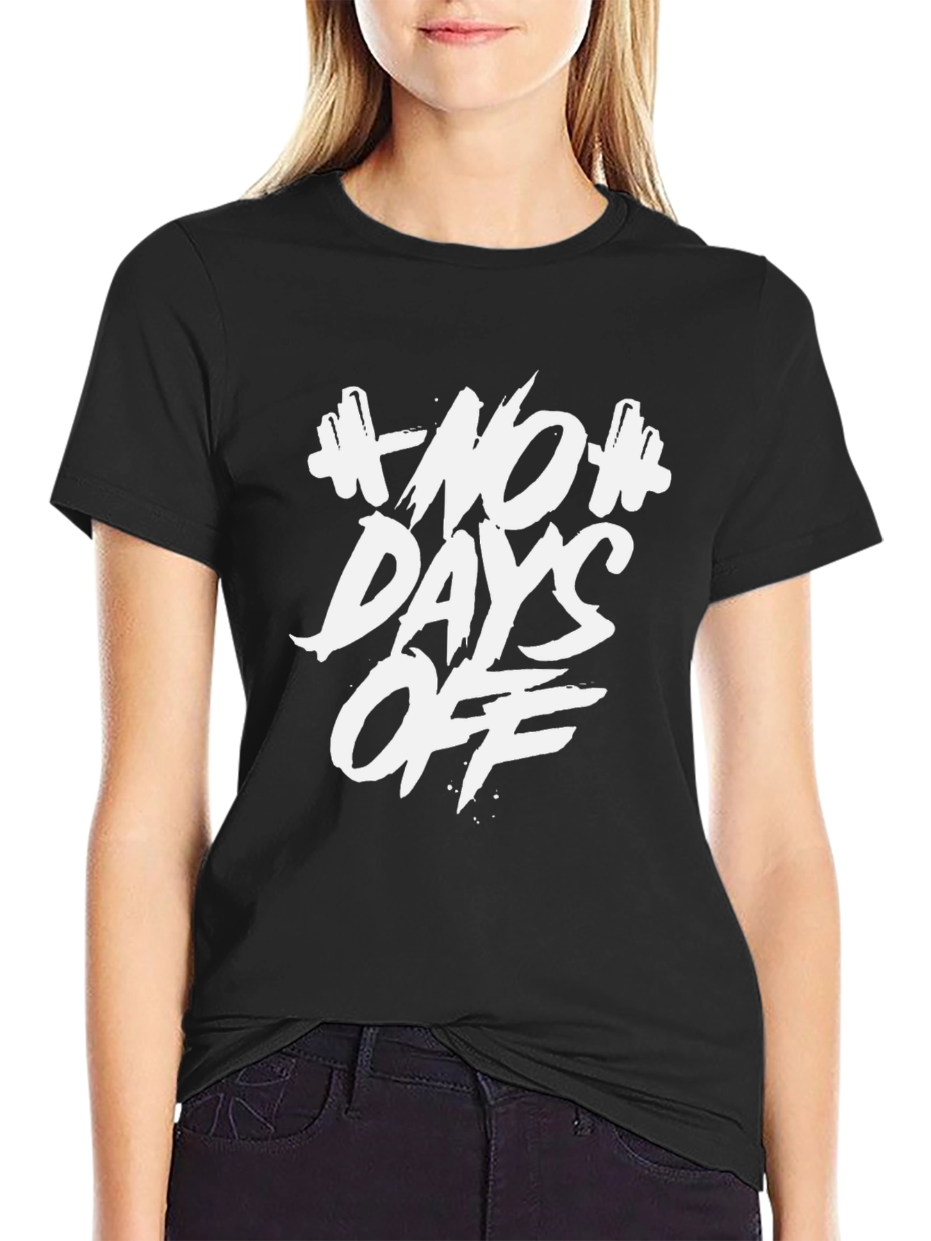 No Days Off Graphic Print Black T-Shirt