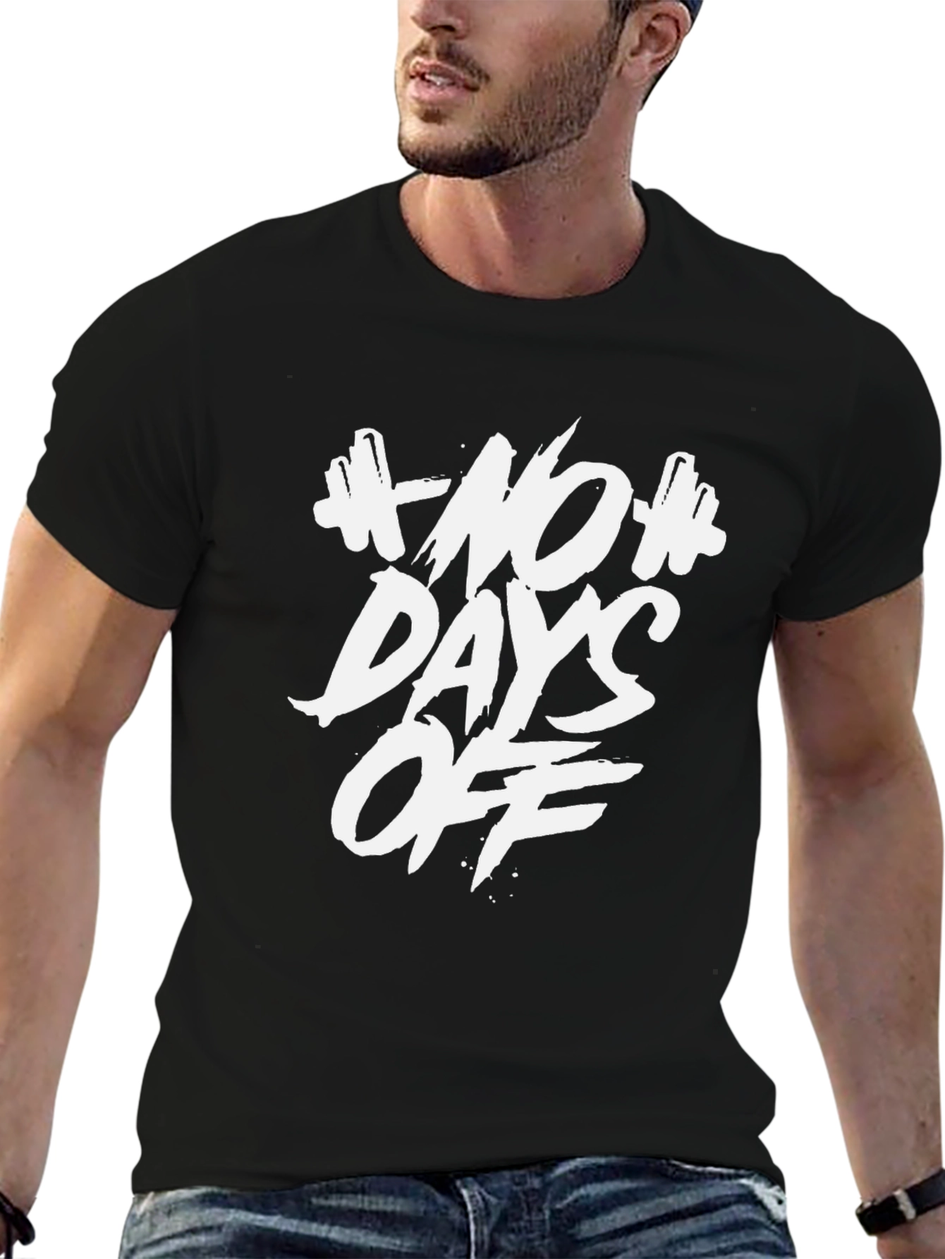 No Days Off Graphic Print Black T-Shirt