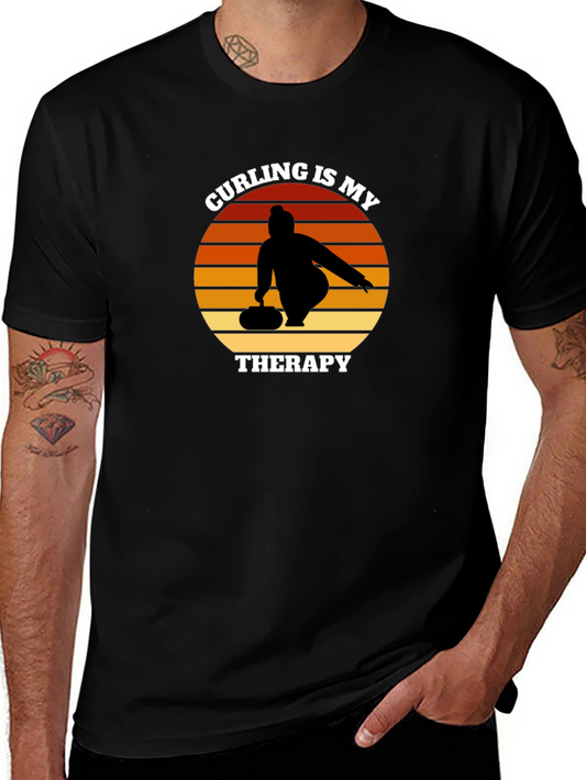 Curling Is My Therapy Graphic Tee