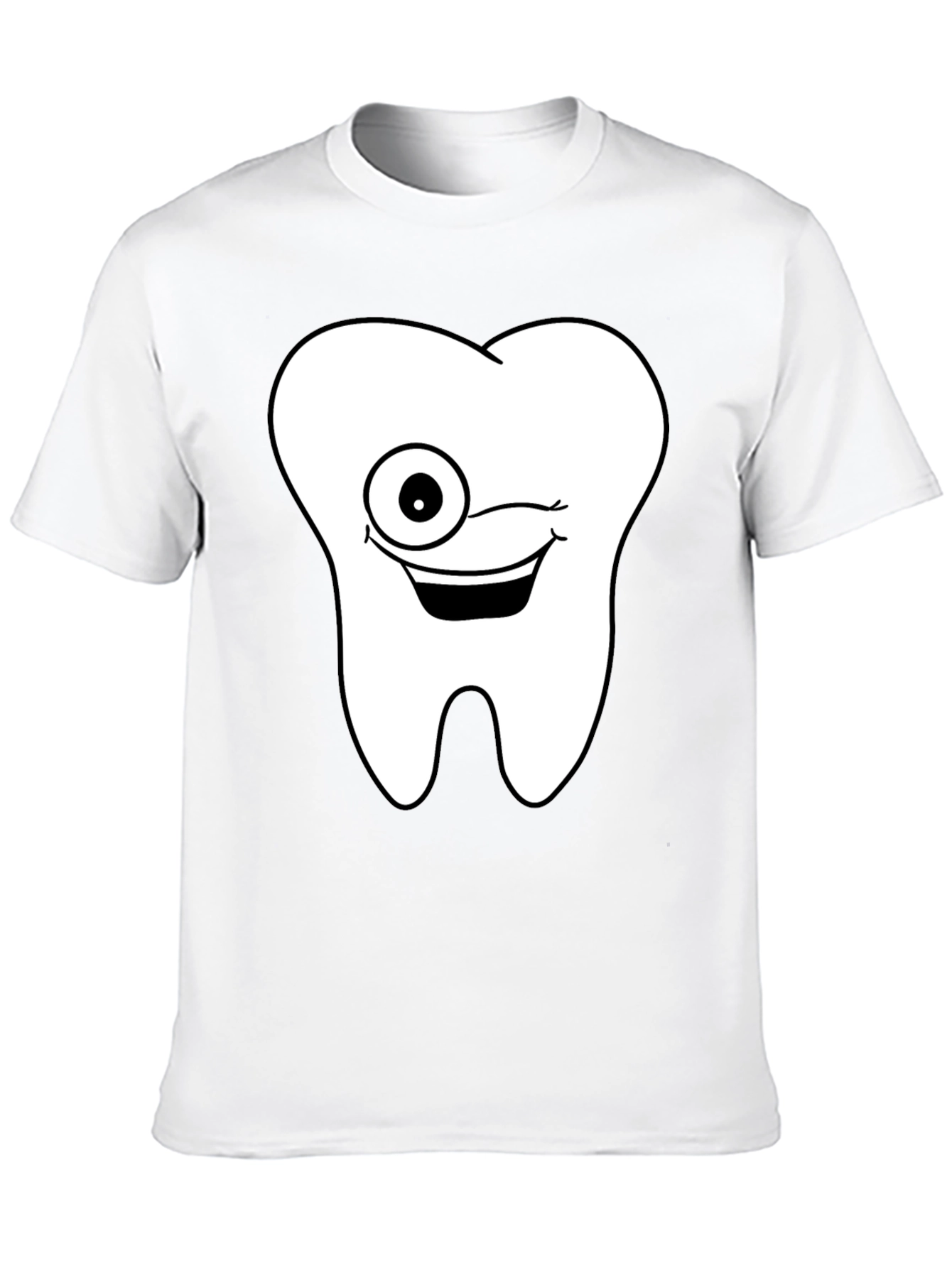 Funny Cartoon Tooth Black T-Shirt