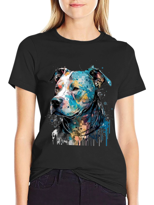 Colorful Dog Art Print Tee - Pitbull