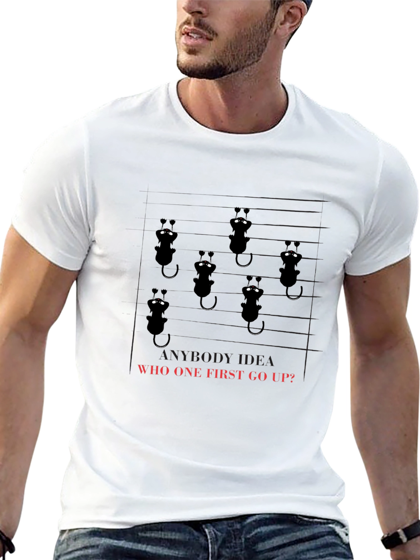 Cartoon Black Cat Design T-Shirt