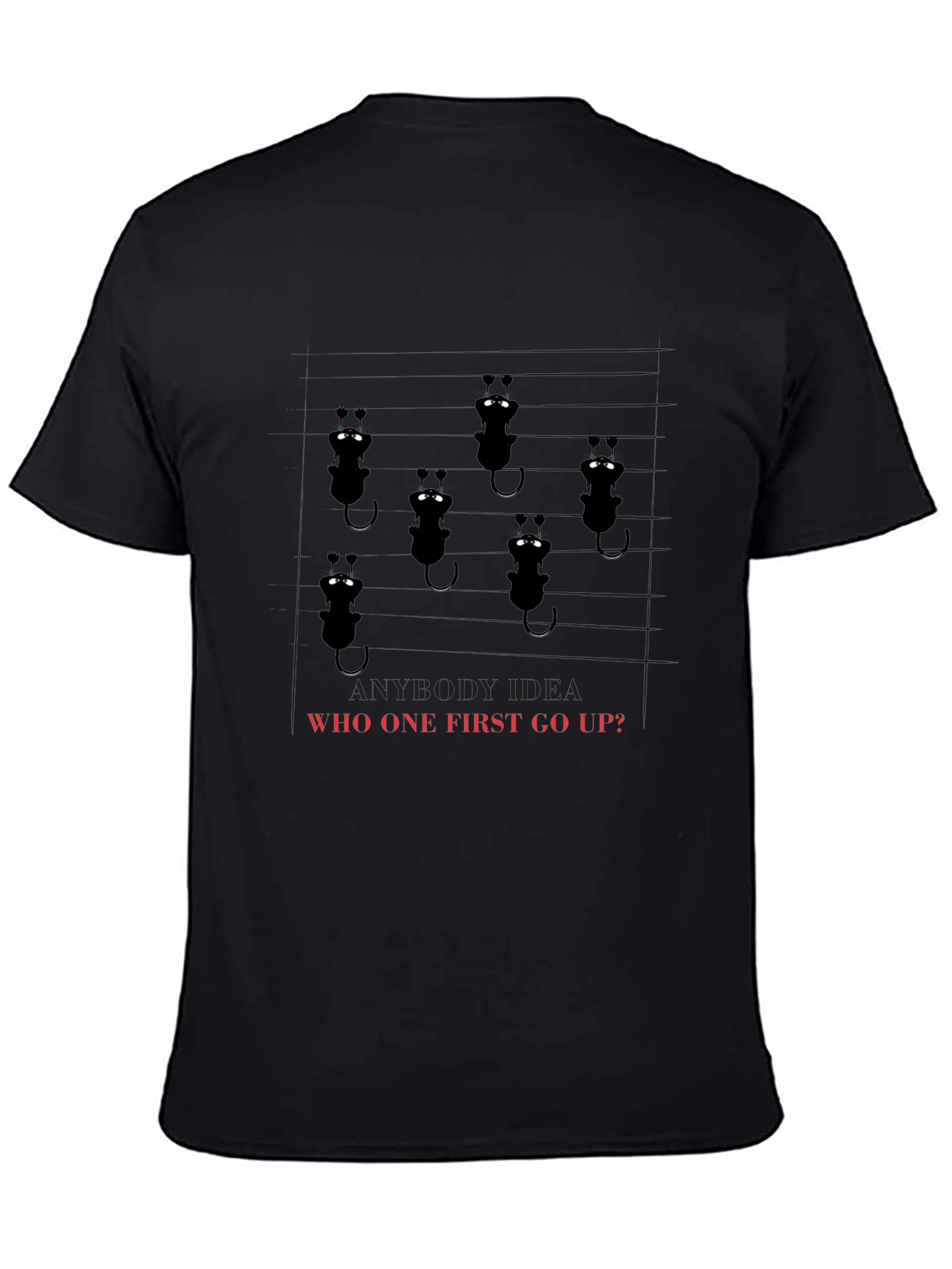 Cartoon Black Cat Design T-Shirt