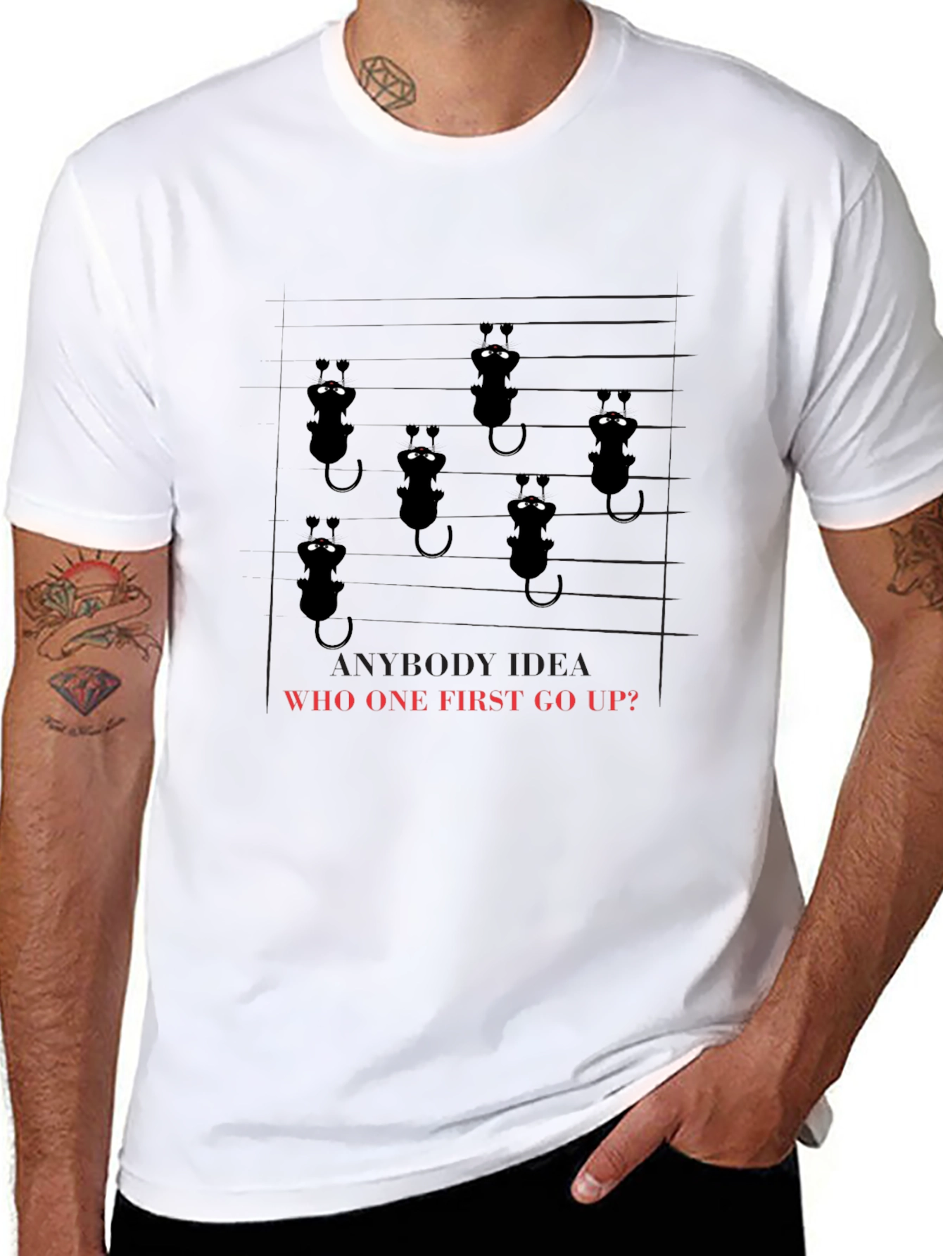Cartoon Black Cat Design T-Shirt