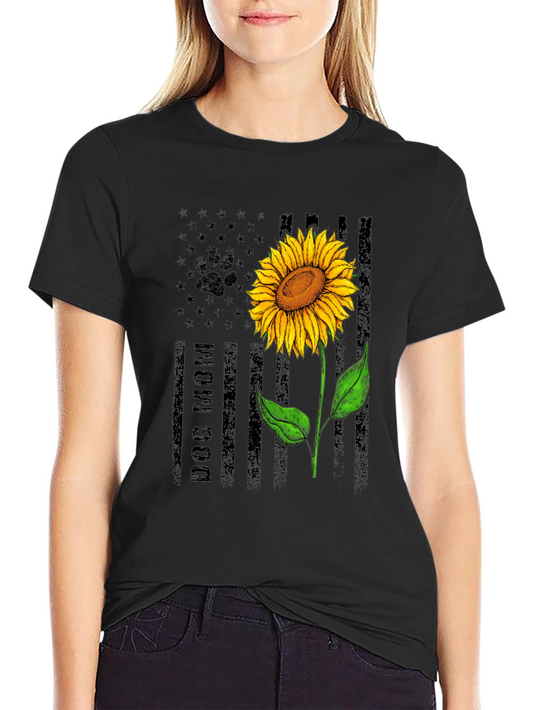 Dog Mom Sunflower Graphic Tee - Stylish Pet Lover Shirt