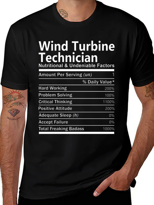 Wind Turbine Technician Nutrition Facts T-Shirt