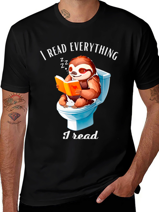Funny Sloth Reading Toilet T-Shirt