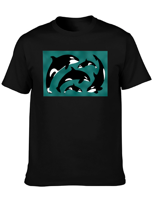 Orca Pod T-Shirt - Black Whale Design