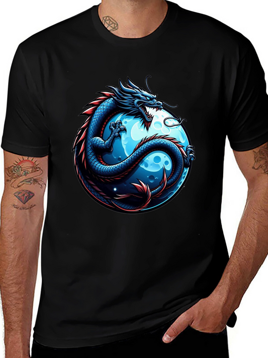 Dragon & Moon Graphic T-Shirt - Mens Black Tee
