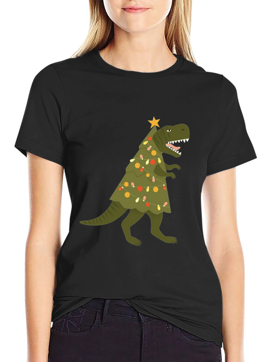 Christmas Dinosaur T-Shirt - Holiday Dino Tree Tee