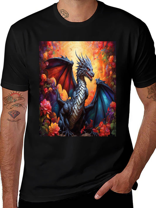 Dragon T-Shirt: Fantasy Floral Design