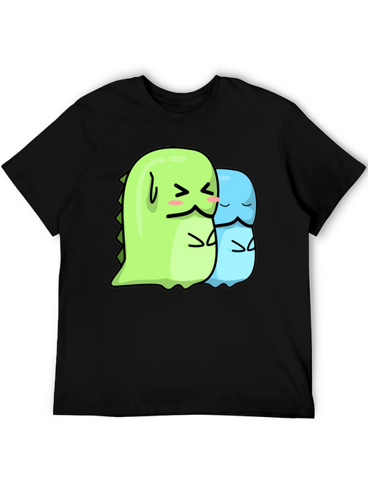 Kawaii Dino Hugs Black T-Shirt