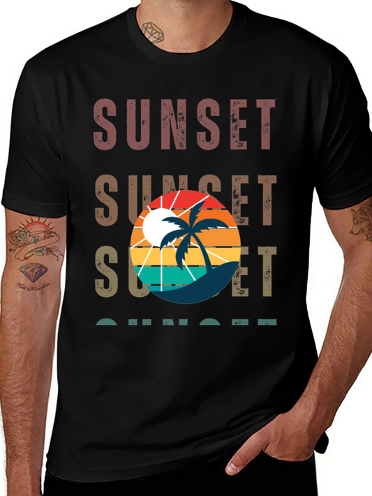 Sunset Palm Tree Retro Style T-Shirt