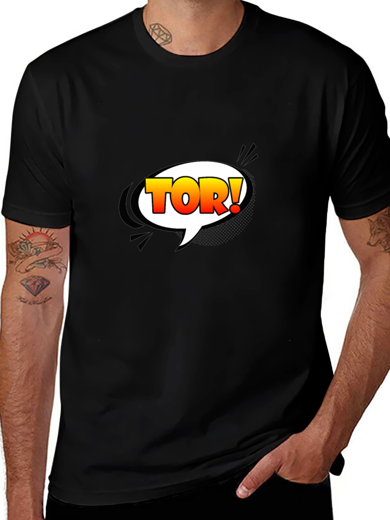 Mens Black TOR! Graphic Print T-Shirt