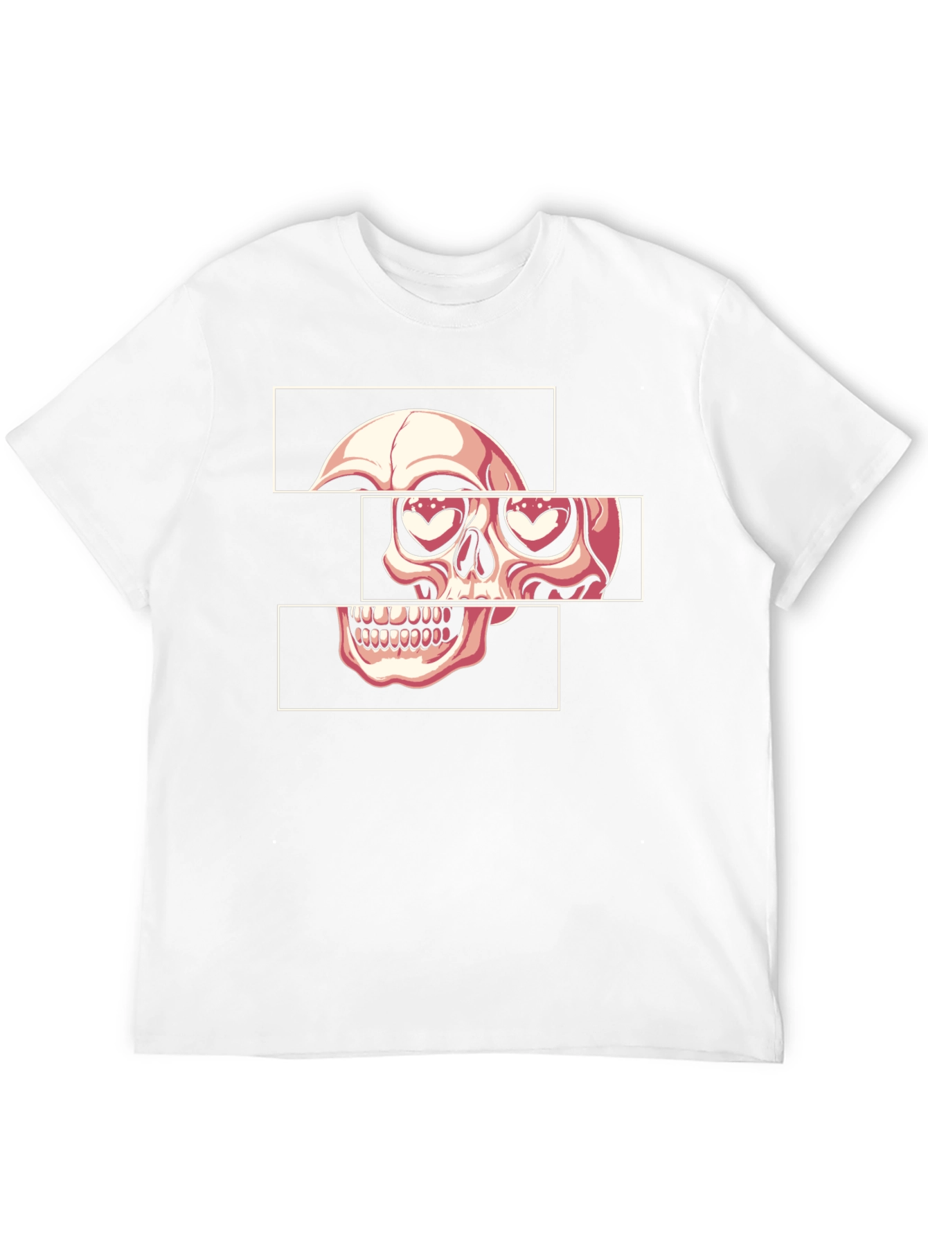 Skull Heart Eyes Graphic Tee - Black Cotton Blend