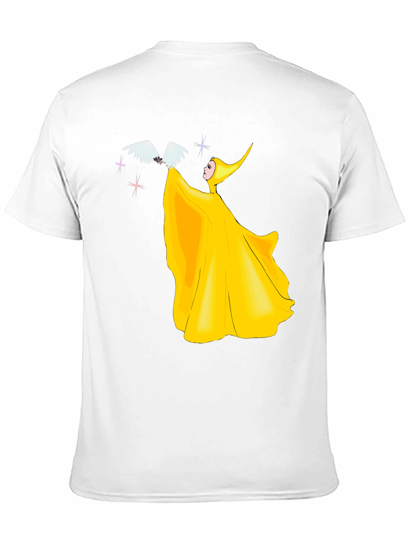 Yellow Fairy with Bird Graphic T-Shirt