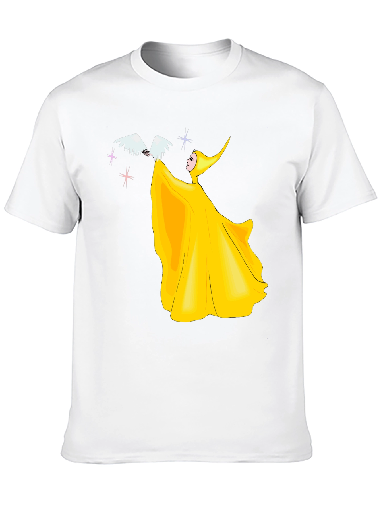 Yellow Fairy with Bird Graphic T-Shirt