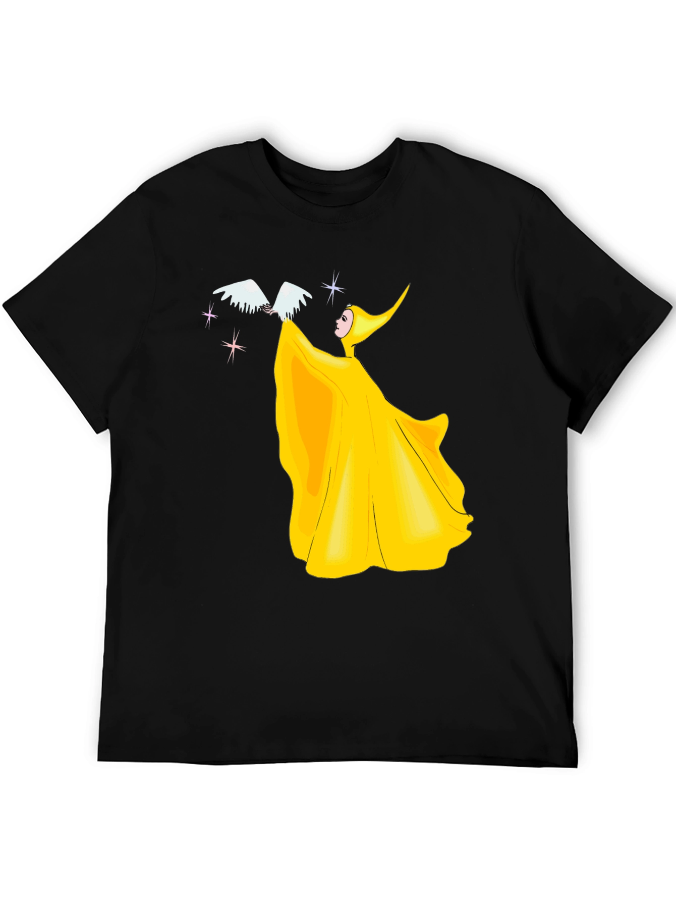 Yellow Fairy with Bird Graphic T-Shirt