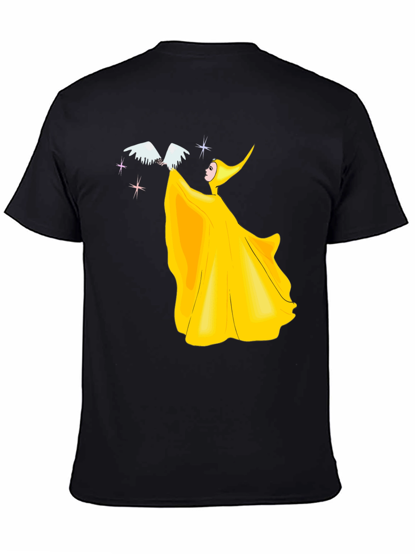 Yellow Fairy with Bird Graphic T-Shirt