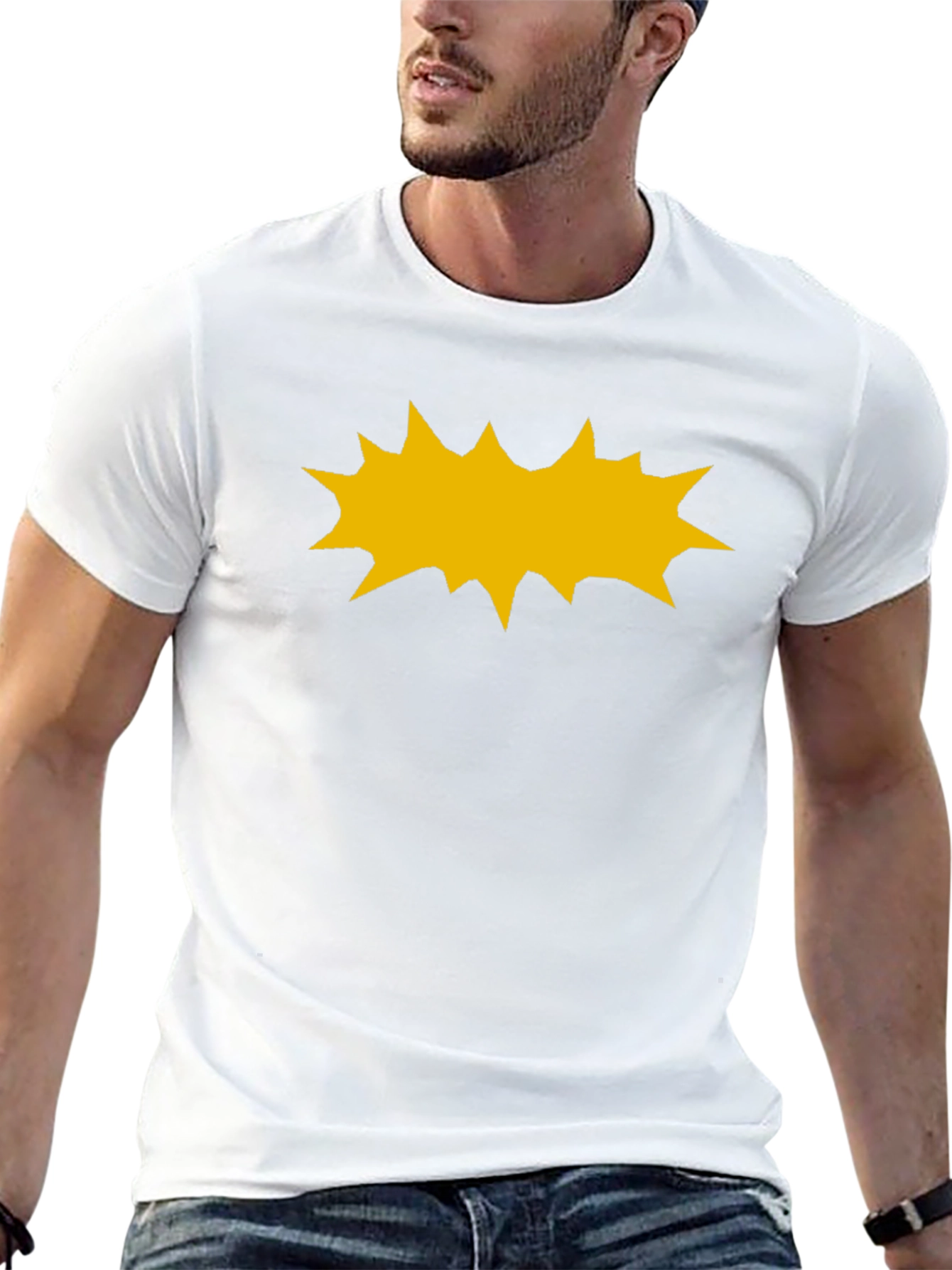 Black T-Shirt with Yellow Burst Graphic