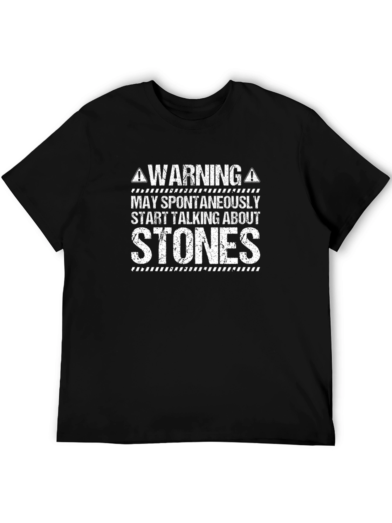 Warning May Spontaneously Talk About Stones Black T-Shirt