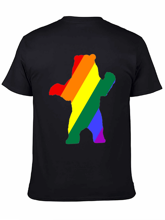 Rainbow Bear Pride T-Shirt - Black Crew Neck Cotton Tee
