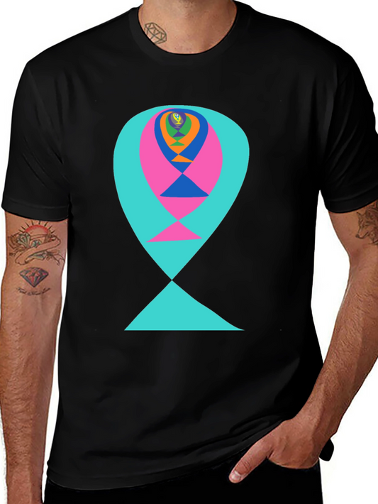 Abstract Graphic Tee - Colorful Fish Design