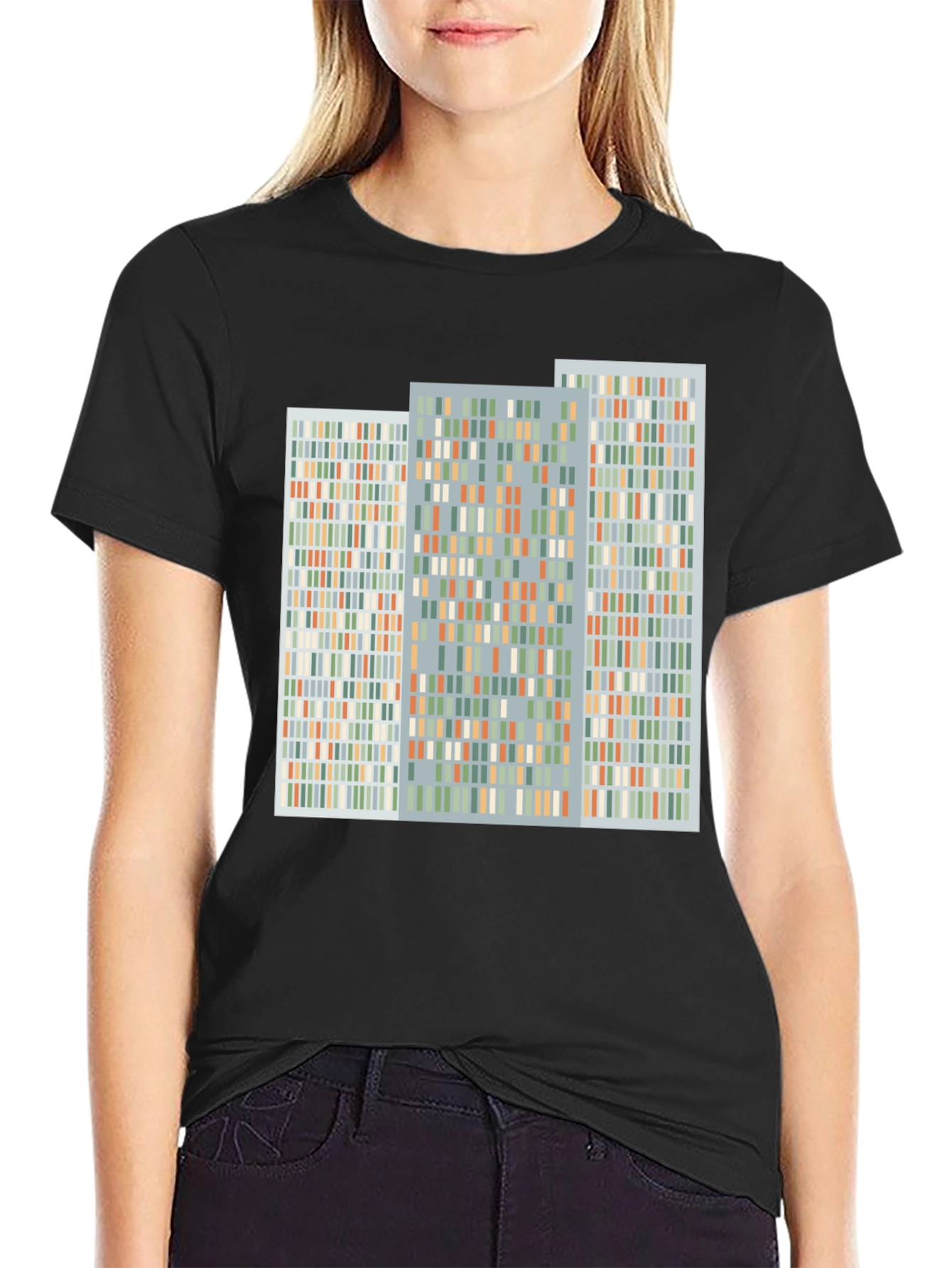 Abstract Modernist Building Design Black T-Shirt