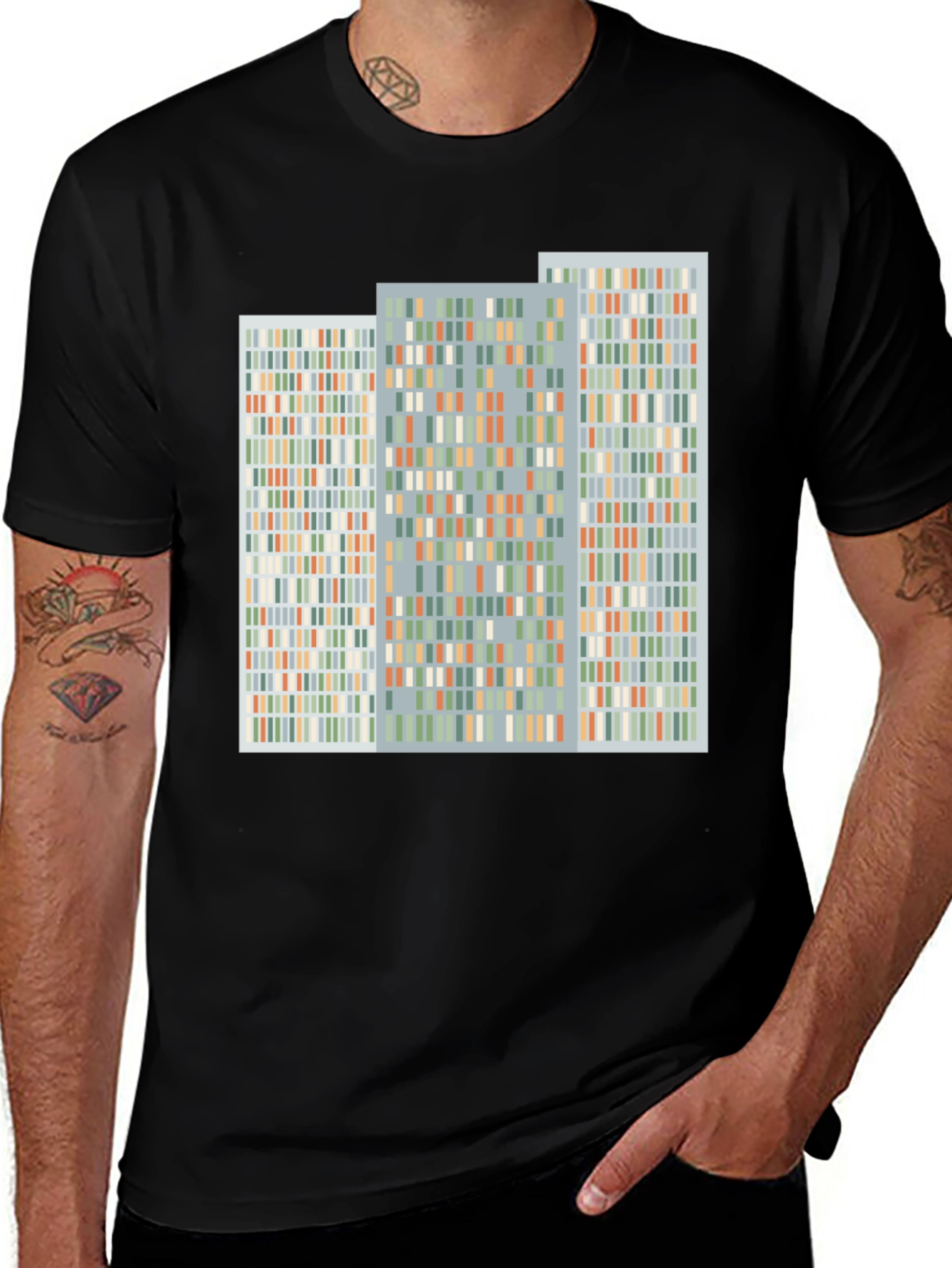 Abstract Modernist Building Design Black T-Shirt