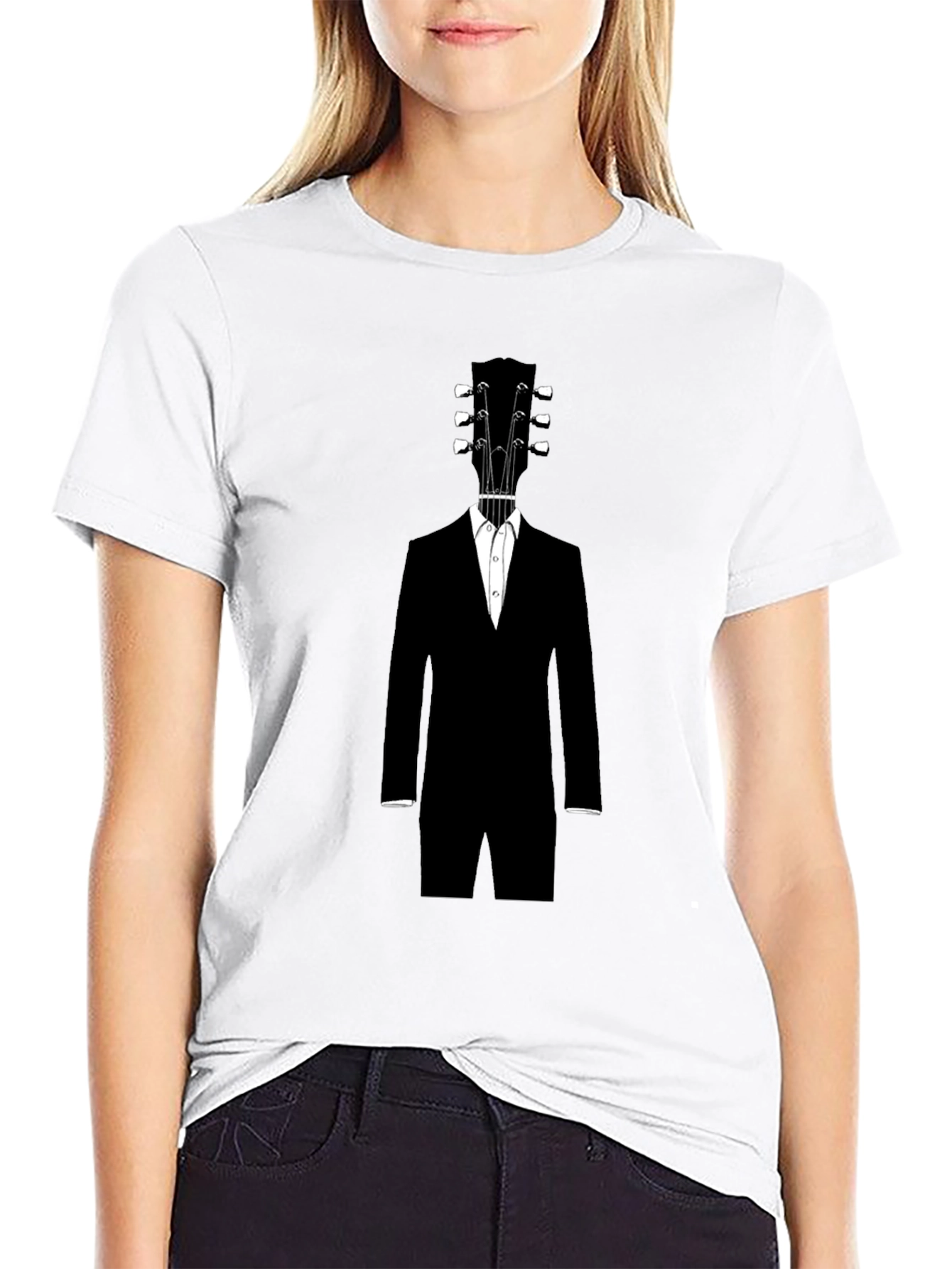 Guitar Head Suit Graphic Tee - Unique Musician Style
