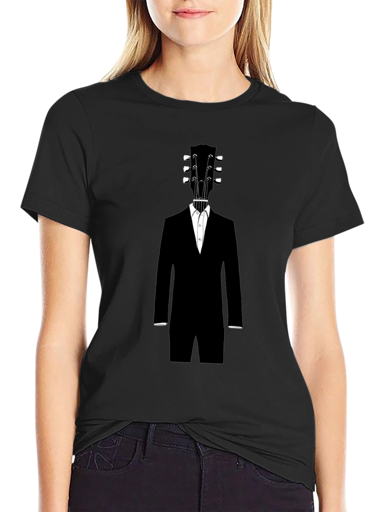 Guitar Head Suit Graphic Tee - Unique Musician Style