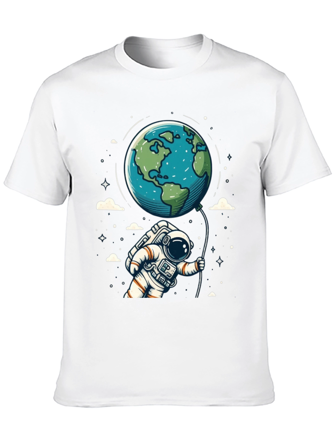 Astronaut Earth Balloon Black T-Shirt
