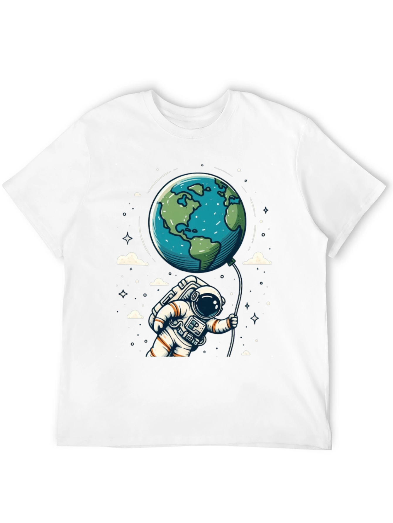 Astronaut Earth Balloon Black T-Shirt