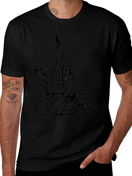 Candle & Holly Black Graphic Tee