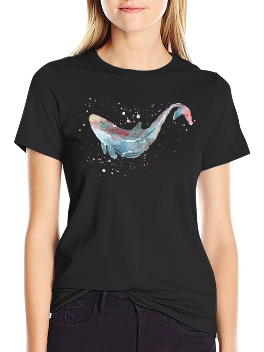 Whale Watercolor Graphic Tee - Soft Black Cotton
