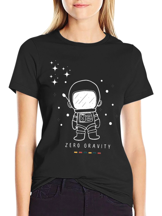 Zero Gravity Astronaut Graphic Tee - Black Cotton T-Shirt