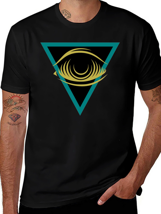 Eye in Triangle Graphic Tee - Stylish Black T-Shirt